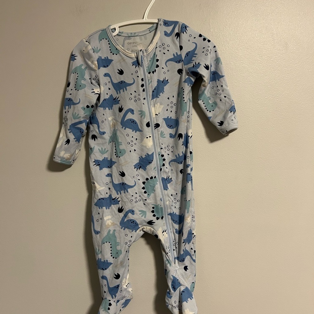 (3/$20) George 6/9m Blue Dinosaur zip up sleeper
